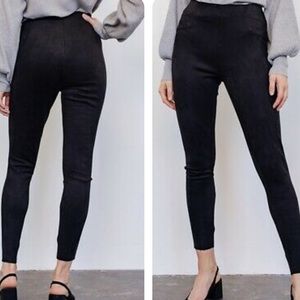 Baylee Suede Elastic Band Leggings from Gilli - stretchy black work pants